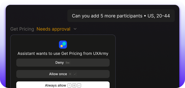 AI asks for approval before launching
