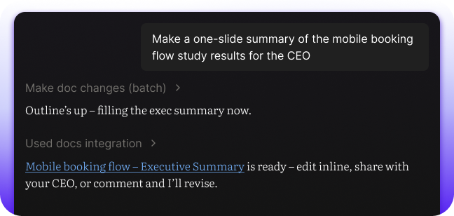 AI builds a one-slide executive summary