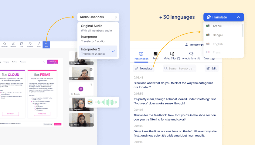 Transcripts Translations in 30 Languages