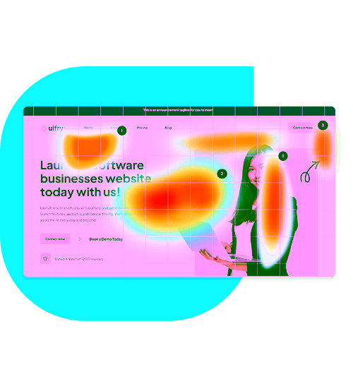 Website heatmap showing user attention areas from usability testing