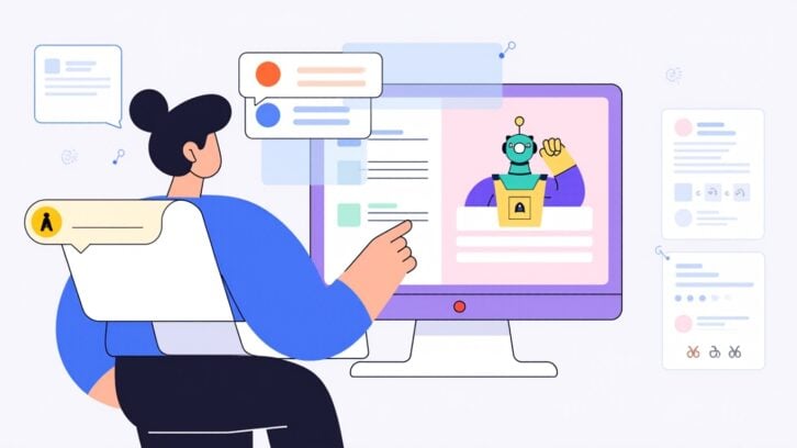A user trying to interact with bot on a computer and chatting at the same time