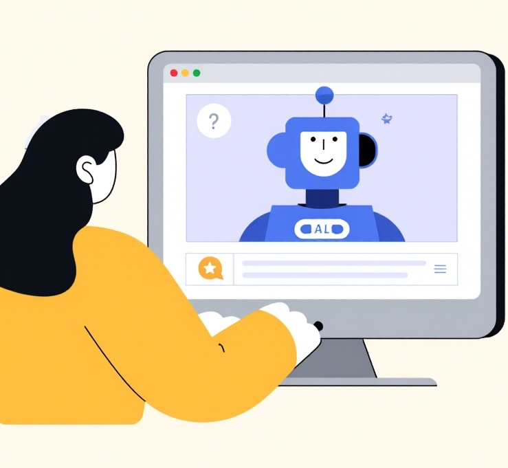 A user trying to interact with bot on a computer and chatting at the same time