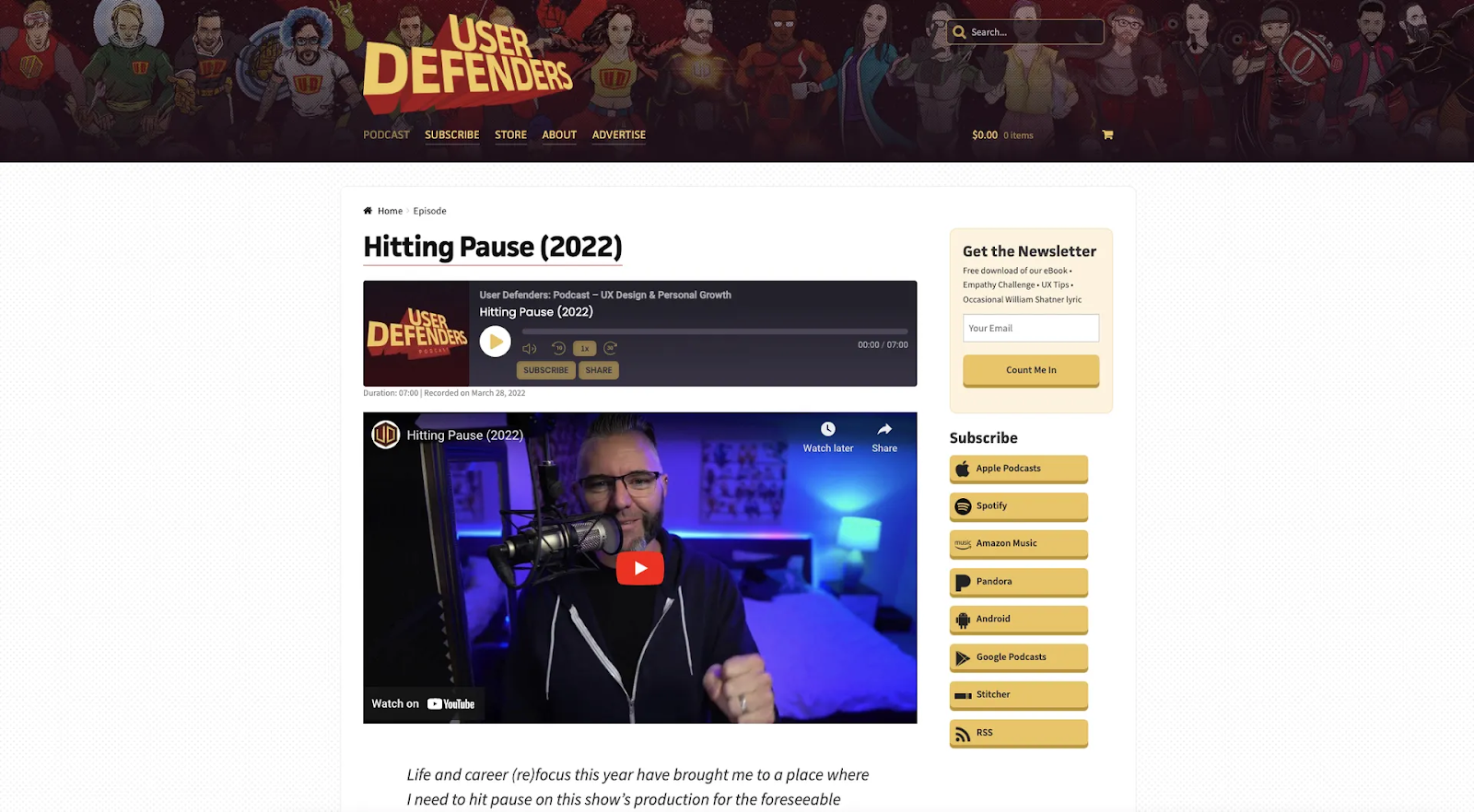 A website showing the "User Defenders" podcast page by Jason Ogle.