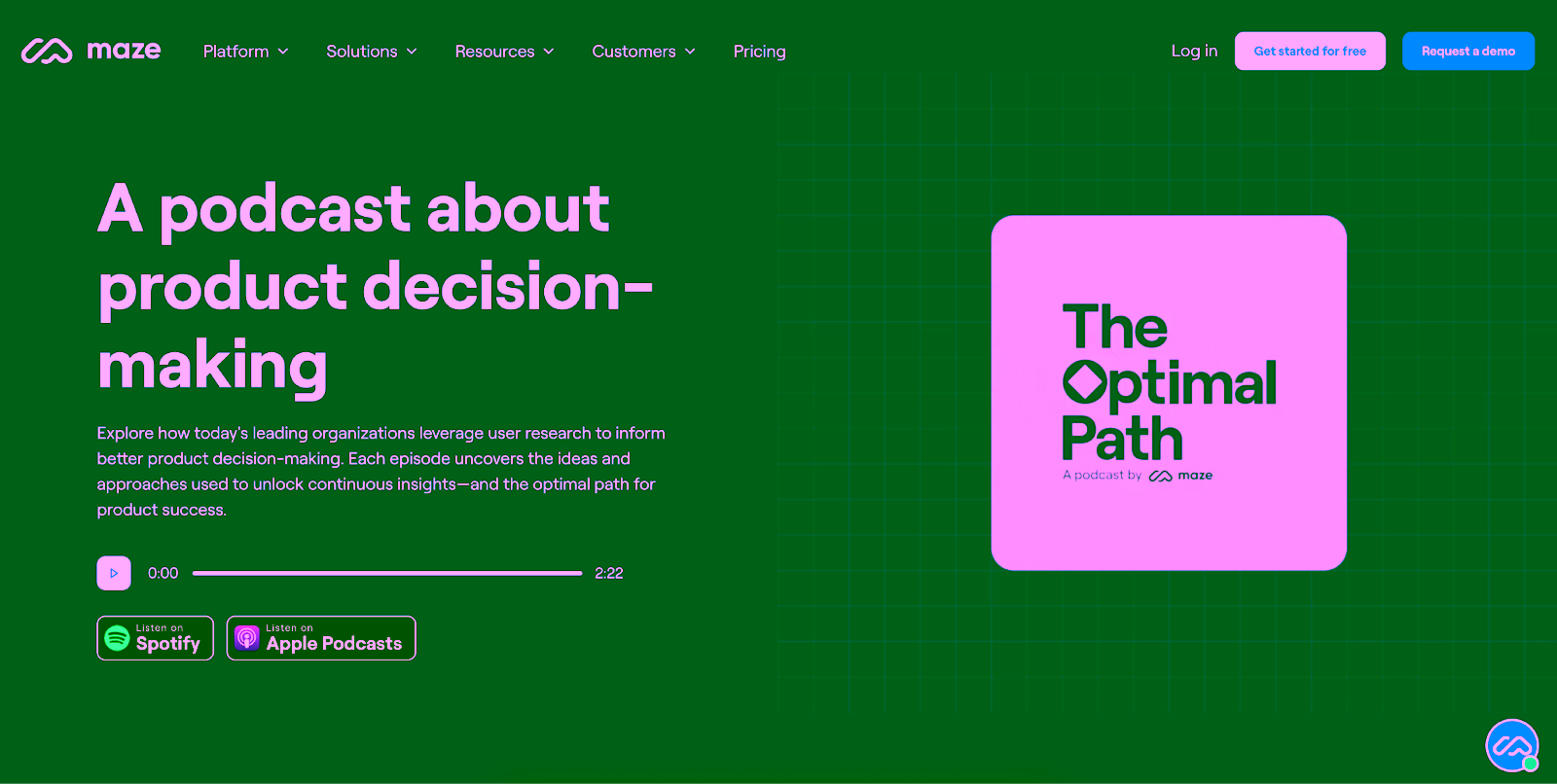 Maze website showing "The Optimal Path" podcast page by Maze.