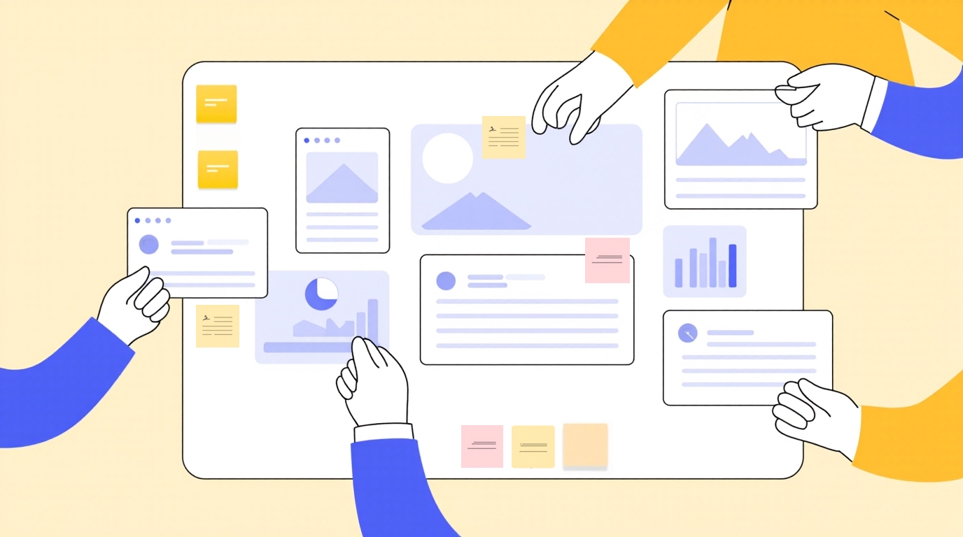 UX vs UI : Illustration showing collaboration between UI and UX to improve a web interface.