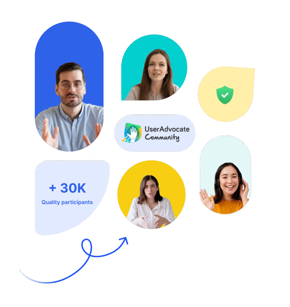 UX Survey Tool Built for Designers and Researchers 7 Collage of diverse participants from UXArmy’s UserAdvocate Community with over 30,000 quality participants available for research.