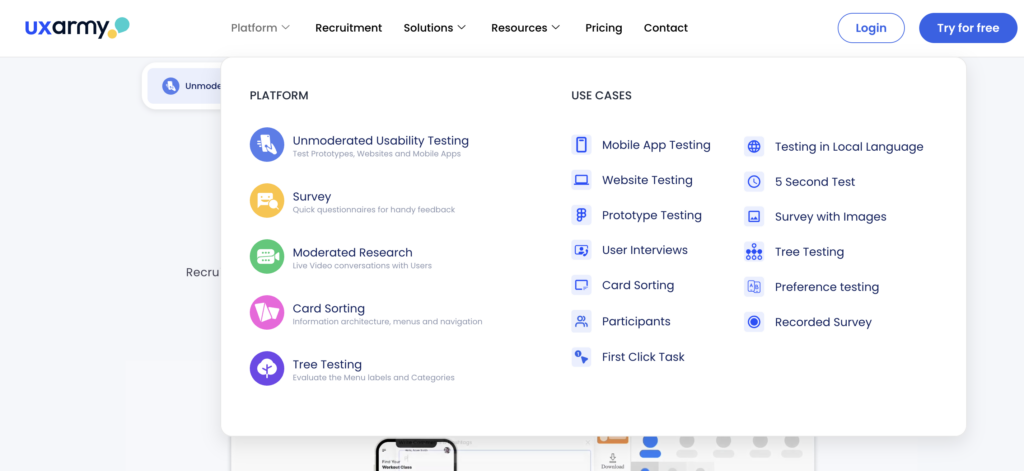 uxarmy screenshot of product overview